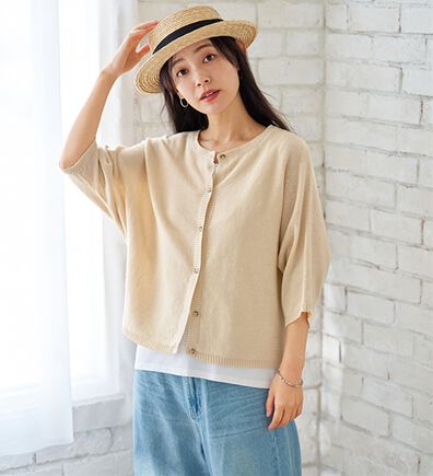 BELLUNA（ベルーナ）の「＜＆ｃｏｃｏｃｈｉ＞リネンコットン素材ゆったりドルマンカーディガン（ニットカーディガン）」