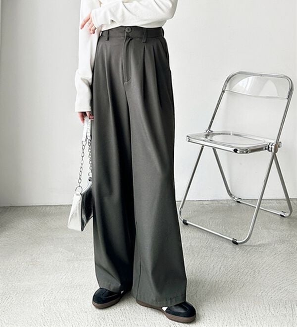 GeeRA（ジーラ）の「着心地抜群！ハイウエストダブルタックワイドパンツ（フルレングスパンツ）」｜詳細画像