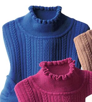 ルフラン（ルフラン）の「お手入れラクなウール混あったかニット（ニット・セーター）」｜紺系