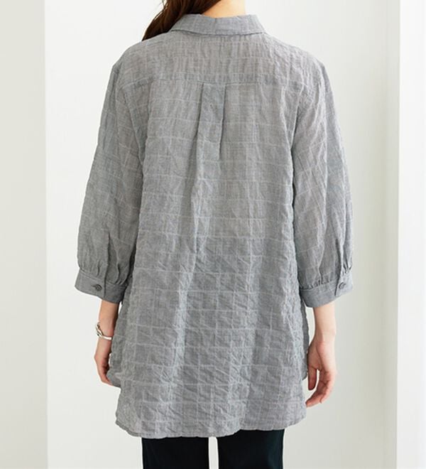 BELLUNA（ベルーナ）の「綿混テンセルぽこぽこシアーシャツチュニック（チュニック）」｜詳細画像