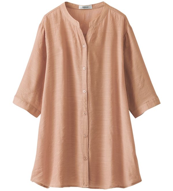 BELLUNA（ベルーナ）の「スラブ素材スキッパーデザインシャツ（シャツ）」｜コーラルピンク