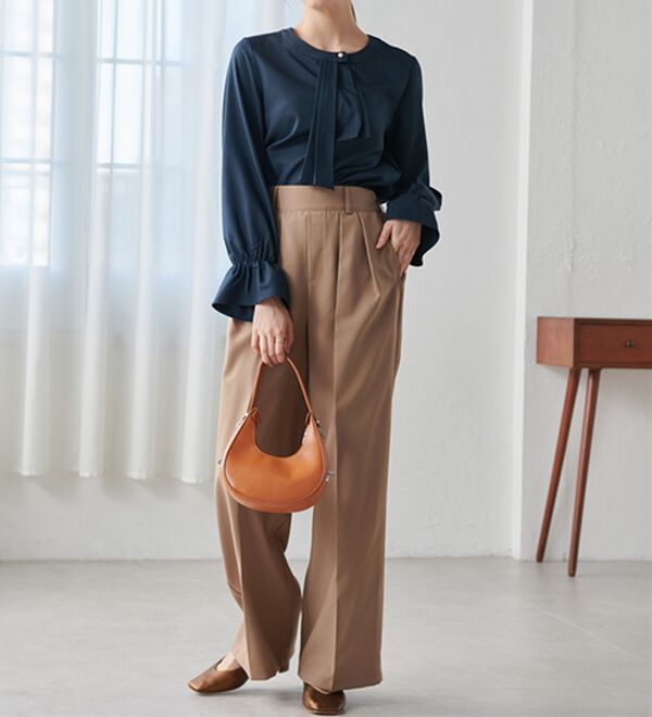 RANAN（ラナン）の「【選べる股下】きれい見え２タックワイドスラックス（ワイドパンツ・ガウチョ）」｜詳細画像