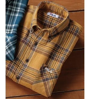 「＜フィラ＞チェック柄フランネルシャツ（メンズシャツ）」｜イエロー