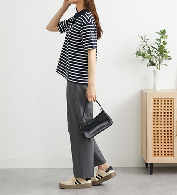 BELLUNA（ベルーナ）の「ボーダー柄スキッパーポロシャツ（カットソー）」｜詳細画像
