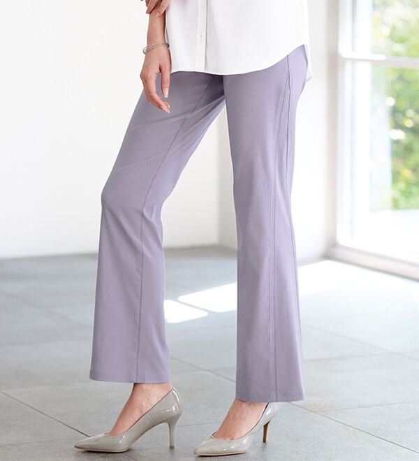 BELLUNA（ベルーナ）の「美脚見せ！冷感ストレッチフレアパンツ（フルレングスパンツ）」｜詳細画像