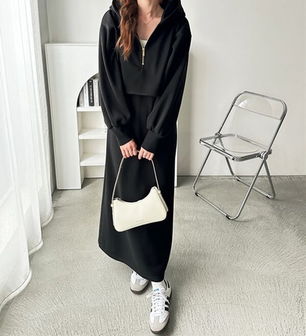 セットアップ風ハーフジップワンピース - ベルーナ【公式】