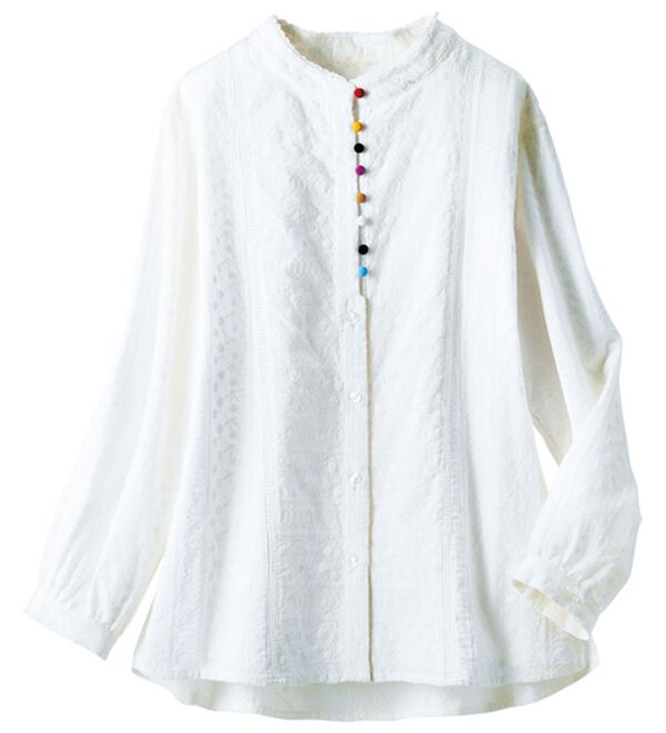 ルフラン（ルフラン）の「カラフル＊多ボタンブラウス（ブラウス）」｜オフ白