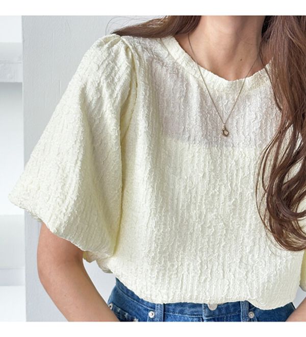 GeeRA（ジーラ）の「ワッシャー素材バルーン袖Ｔブラウス（ブラウス）」｜詳細画像