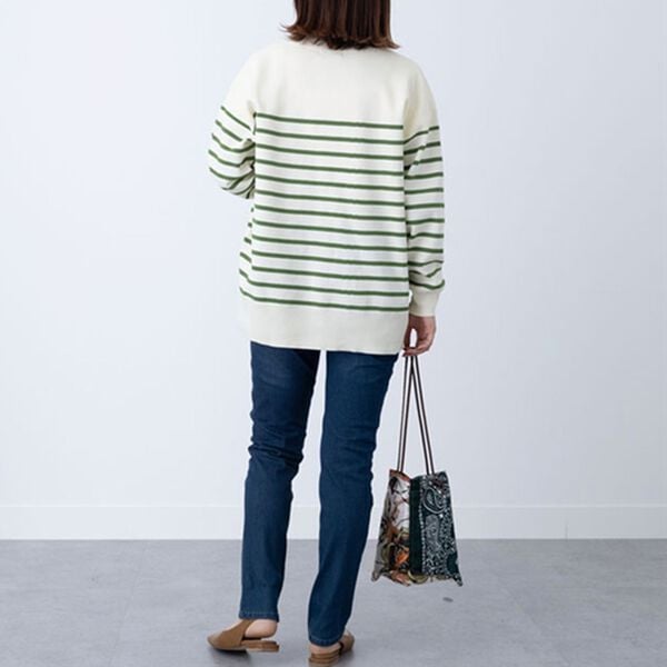 BELLUNA（ベルーナ）の「ボーダークルーネックカーディガン（ニットカーディガン）」｜詳細画像