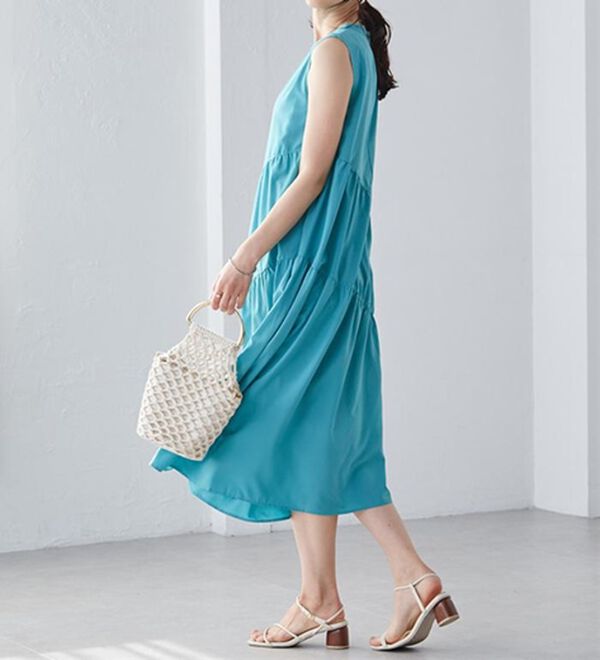 RANAN（ラナン）の「ひんやり裏地付！ななめティアードワンピ（その他ワンピース）」｜詳細画像