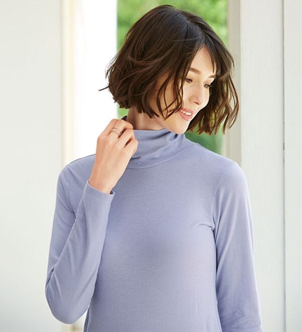 LAVIENNE（ラヴィエンヌ）の「カシミヤ入りシアー素材タートルネックインナー（肌着・インナーウェア）」｜詳細画像