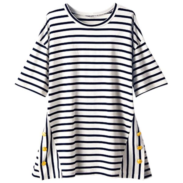 BELLUNA（ベルーナ）の「サイドボタンボーダー切替プルオーバー（カットソー）」｜詳細画像