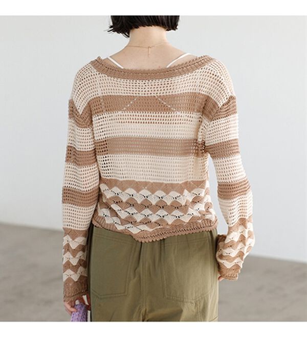 GeeRA（ジーラ）の「配色ニットボーダーカーディガン（ニットカーディガン）」｜詳細画像