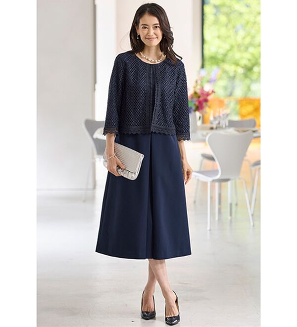 BELLUNA（ベルーナ）の「上品レースジャケットワンピースアンサンブル（ワンピースセットスーツ）」｜詳細画像