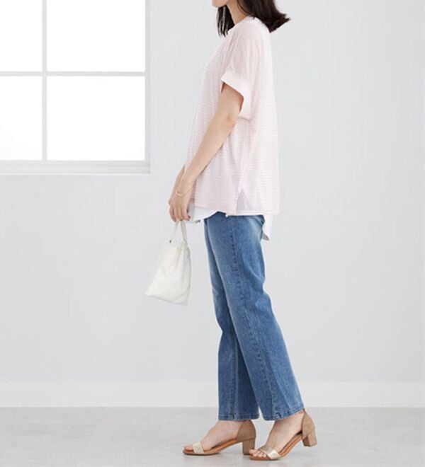 BELLUNA（ベルーナ）の「【２点セット】シアーボーダープルオーバーアンサンブル（アンサンブル）」｜詳細画像