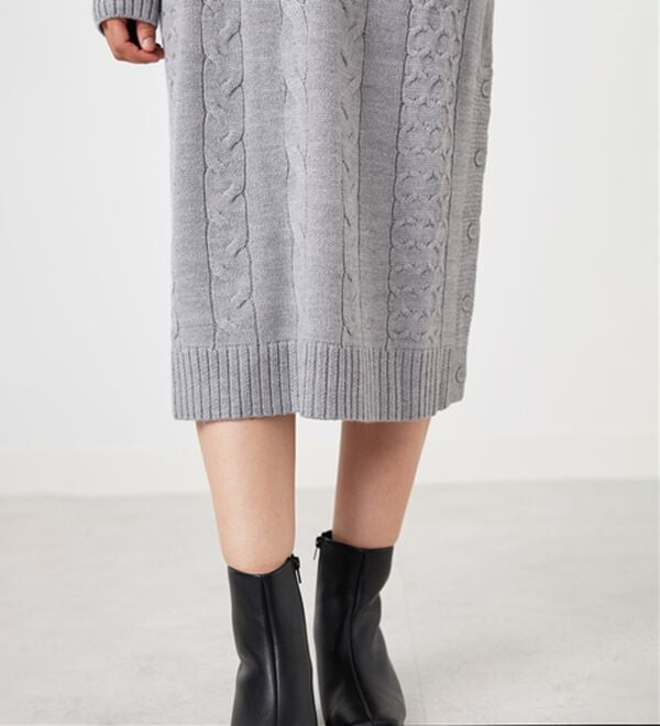 BELLUNA（ベルーナ）の「ケーブル柄ロング丈ニットワンピース（ニットワンピース）」｜詳細画像