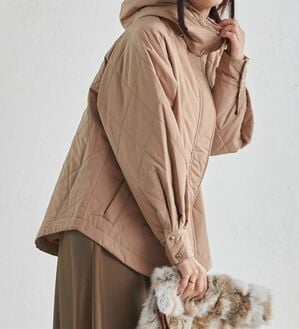 RANAN（ラナン）の「２ｗａｙボリューム袖ライトダウンキルティングアウター（ハーフコート）」｜ベージュ