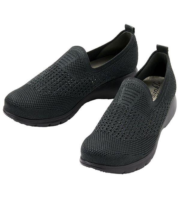 ルフラン（ルフラン）の「ラインストーン付ニットシューズ（パンプス）」｜ブラック