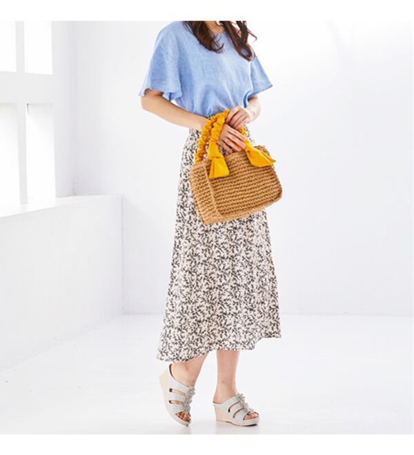 BELLUNA（ベルーナ）の「シャーリング持ち手雑材バッグ（ハンドバッグ）」｜詳細画像