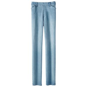 BELLUNA（ベルーナ）の「サイズ満載！裏起毛ぐん伸びデニムパンツ（フルレングスパンツ）」｜ライトブルー