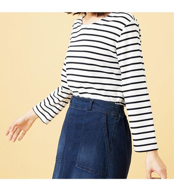 BELLUNA（ベルーナ）の「柔らかポンチ素材ボーダープルオーバー（カットソー）」｜詳細画像