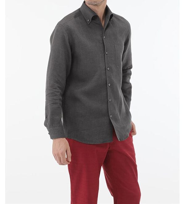 「＜コムルヴァン・オム＞大人のフレンチリネン１００％シャツ（メンズシャツ）」｜詳細画像