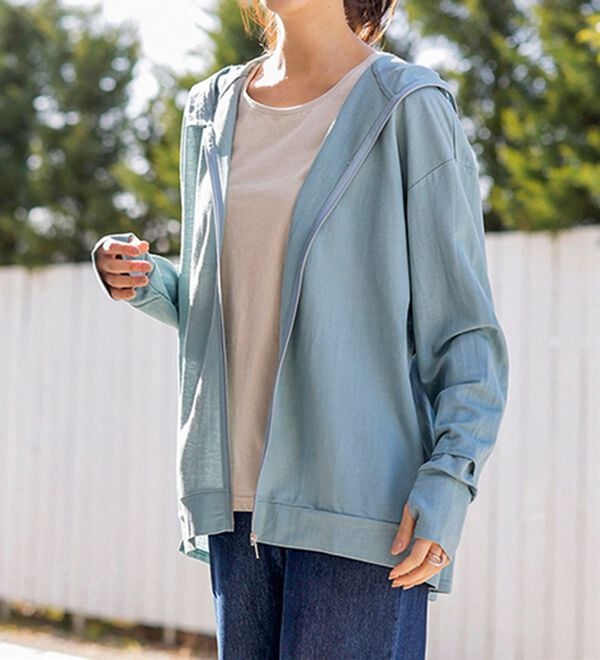 BELLUNA（ベルーナ）の「【接触冷感】絶対に焼けたくない！後プリーツＵＶパーカー（パーカー）」｜詳細画像