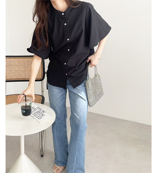 GeeRA（ジーラ）の「フレアー袖バンドカラーブラウス（ブラウス）」｜詳細画像