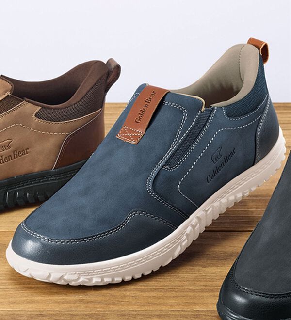 「＜ゴールデンベア＞脱ぎ履き簡単５Ｅカジュアルシューズ（メンズスニーカー）」｜スリッポンネイビー