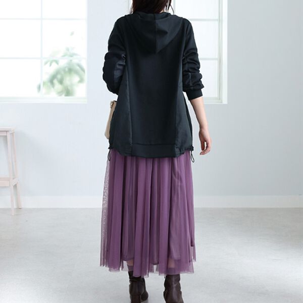 BELLUNA（ベルーナ）の「異素材切替フードジャケット（ノーカラージャケット）」｜詳細画像