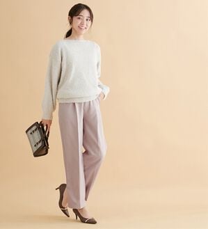 alotta（アロッタ）の「【裏起毛×美脚】センタープレスワイドパンツ（フルレングスパンツ）」｜オフベージュ