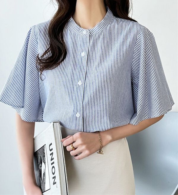 GeeRA（ジーラ）の「フレアー袖バンドカラーブラウス（ブラウス）」｜詳細画像