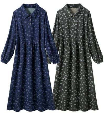 ルフラン（ルフラン）の「【２色組】小花柄衿付ロングワンピース（ロングワンピース）」