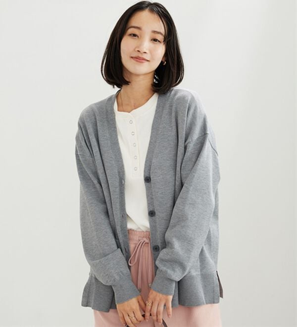 BELLUNA（ベルーナ）の「静電防止！ゆったりＶネックカーディガン（ニットカーディガン）」｜詳細画像
