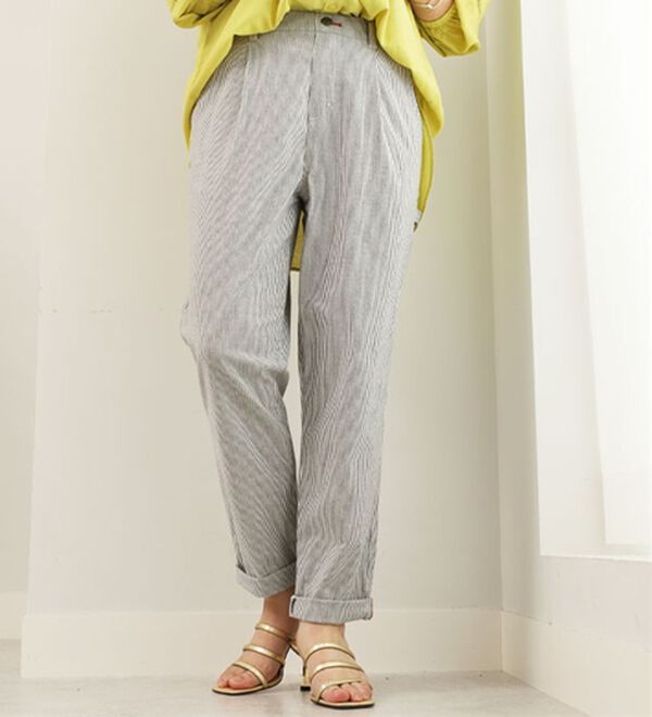 BELLUNA（ベルーナ）の「＜ｓｏｒａｆｕｋｕ＞ペインターテーパードパンツ（テーパードパンツ）」｜ストライプ