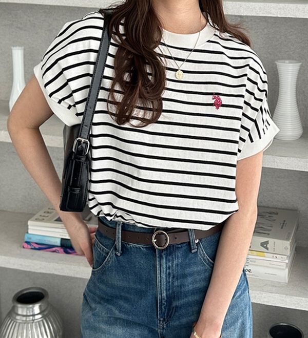 GeeRA（ジーラ）の「【新色追加】【ＵＳ．ＰＯＬＯ．ＡＳＳＮ】綿100％フレンチスリーブＴシャツ（Tシャツ）」｜詳細画像