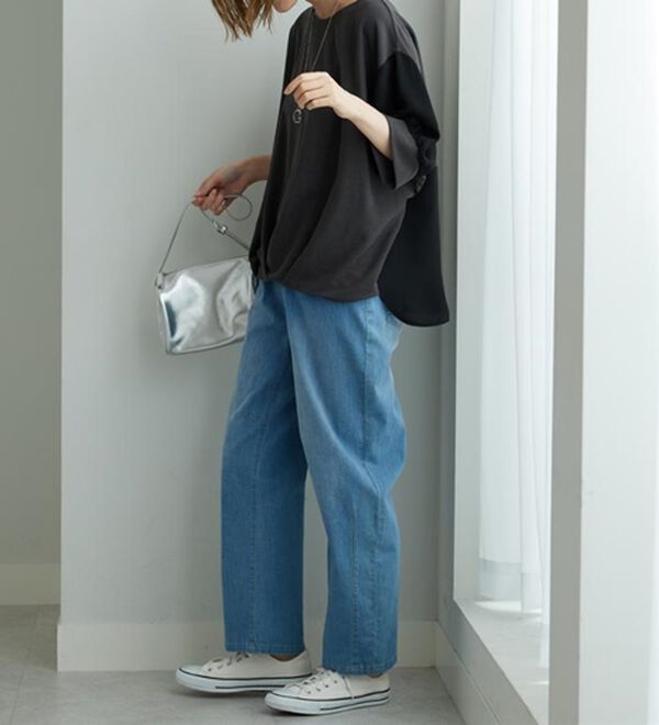 BELLUNA（ベルーナ）の「【新色追加】&ldquo;2点セット&rdquo;ネックレス付！異素材裾タックプルオーバー（カットソー）」｜詳細画像