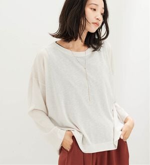 BELLUNA（ベルーナ）の「ほどよい透け感！シアー素材プルオーバー（カットソー）」｜アイボリー