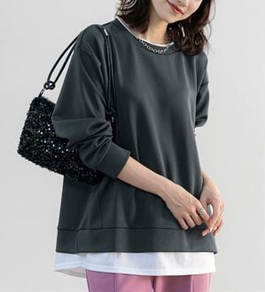 BELLUNA（ベルーナ）の「重ね着風とろみ素材プルオーバー（カットソー）」｜チャコール