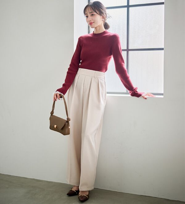 RANAN（ラナン）の「【春色追加】シアーフリル袖ハイネックリブニット（ニット・セーター）」｜詳細画像