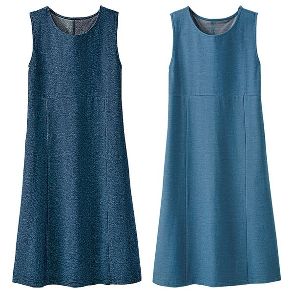 BELLUNA（ベルーナ）の「【２枚組】ニットデニム素材ジャンパースカート（ジャンパースカート）」｜詳細画像