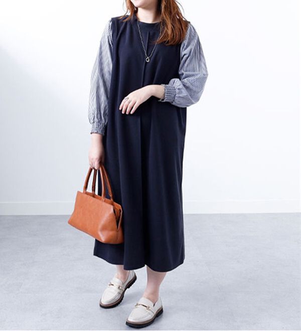 BELLUNA（ベルーナ）の「袖切替デザインハイネックワンピース（カットソーワンピース）」｜詳細画像