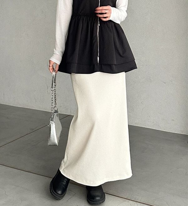 GeeRA（ジーラ）の「【着回し力◎】楽ちんすっきり見え！リブロングスカート（ロングスカート）」｜詳細画像