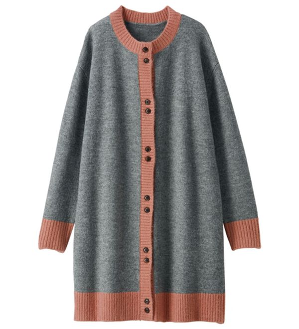 BELLUNA（ベルーナ）の「コートいらず！配色使いロングカーディガン（ニットカーディガン）」｜詳細画像