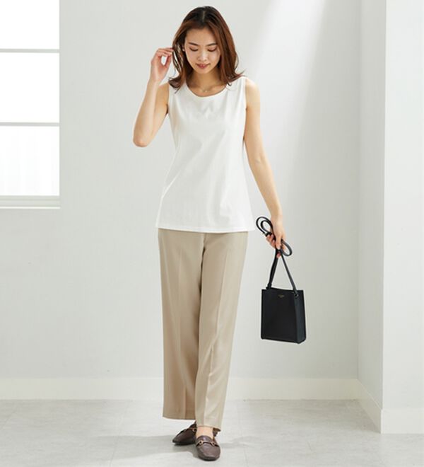 BELLUNA（ベルーナ）の「麻調ストレッチ素材美脚フレアーパンツ（フルレングスパンツ）」｜詳細画像