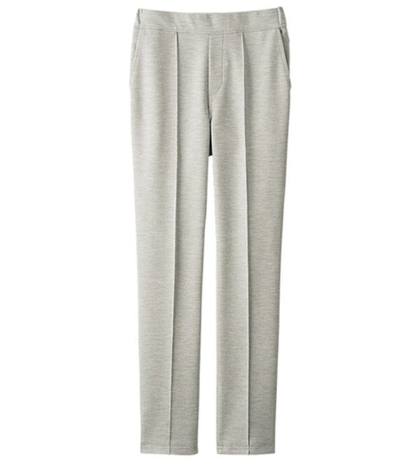 VINNO（ヴィノ）の「美のフィット・カルゼ素材ストレートパンツ　起毛あり　（股下６３ｃｍ・股下６８ｃｍ）（フルレングスパンツ）」｜ライトグレー