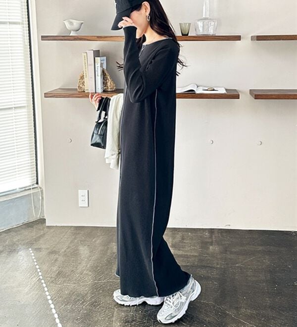 GeeRA（ジーラ）の「全骨格対応！配色プリーツワンピース（カットソーワンピース）」｜詳細画像