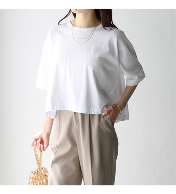 GeeRA（ジーラ）の「綿混素材クロップドＴシャツ（Tシャツ）」｜詳細画像