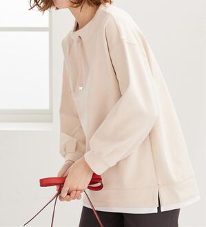 BELLUNA（ベルーナ）の「スエード調重ね着風プルオーバー（カットソー）」｜アイボリー