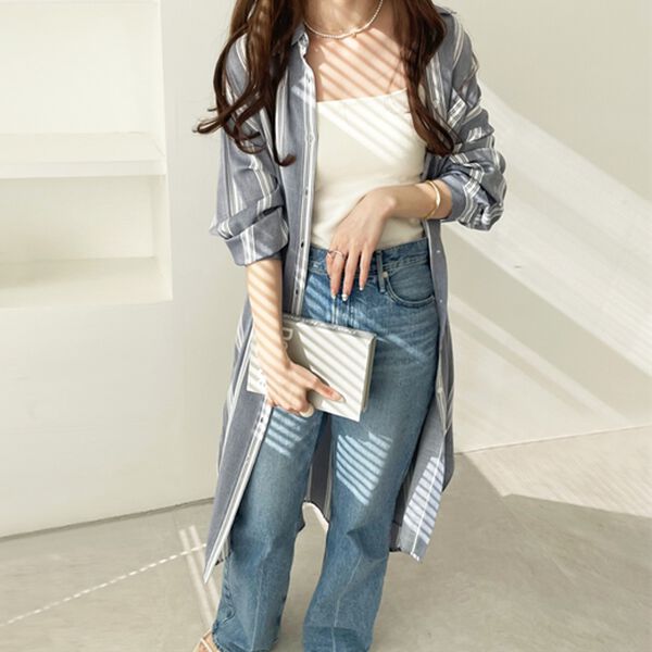 GeeRA（ジーラ）の「スリット入りロングシャツワンピース（シャツワンピース）」｜詳細画像